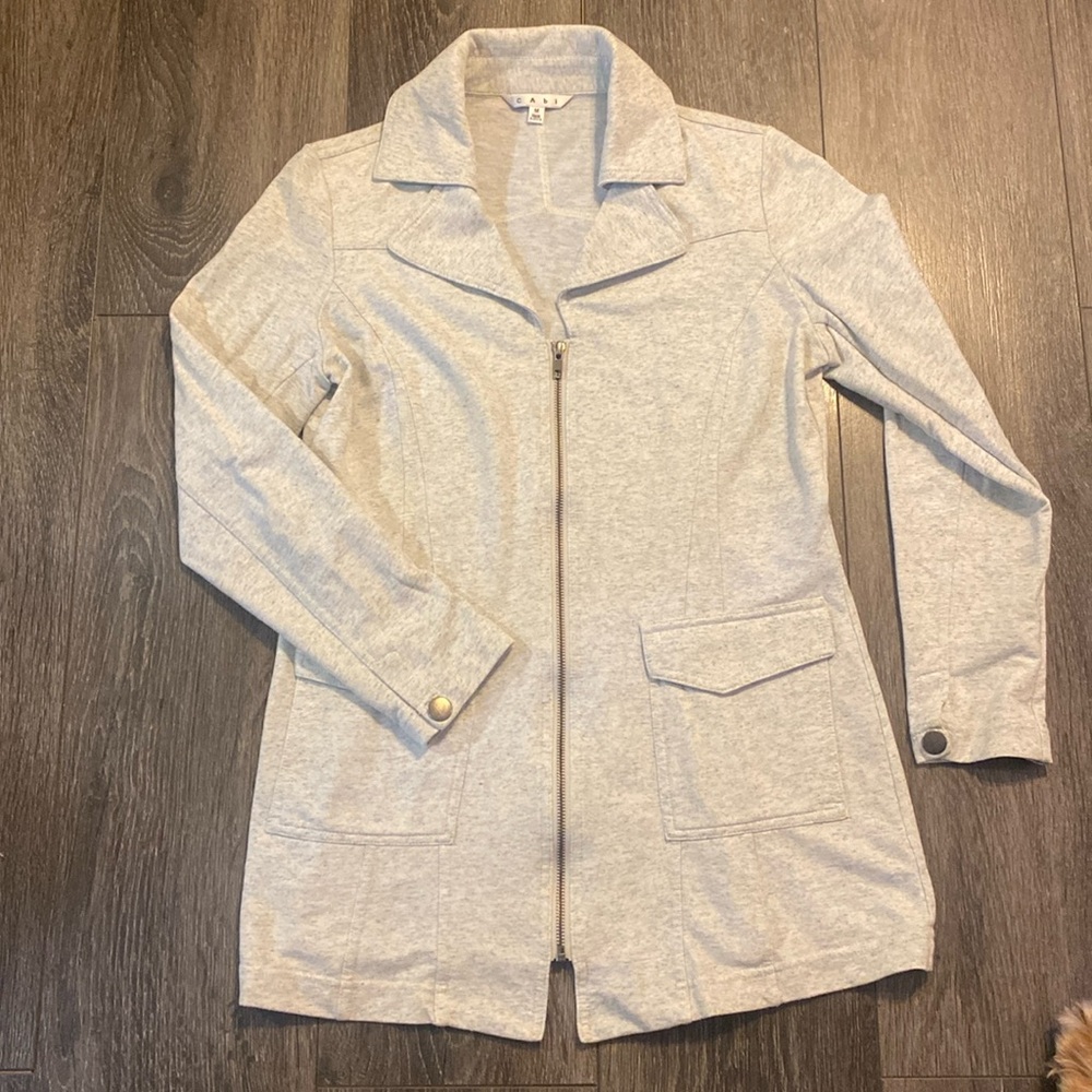 CAbi Light Gray Zip-Up Jacket